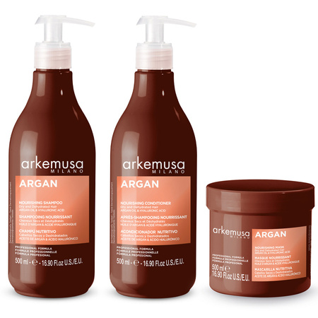 Zestaw Arkemusa Argan Nourishing Szampon 500 ml + Odżywka 500 ml + Maska 500 ml