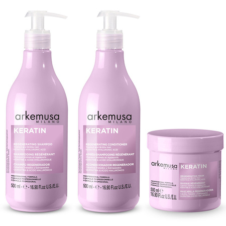 Zestaw Arkemusa Keratin Szampon 500 ml + Odżywka 500 ml + Maska 500 ml