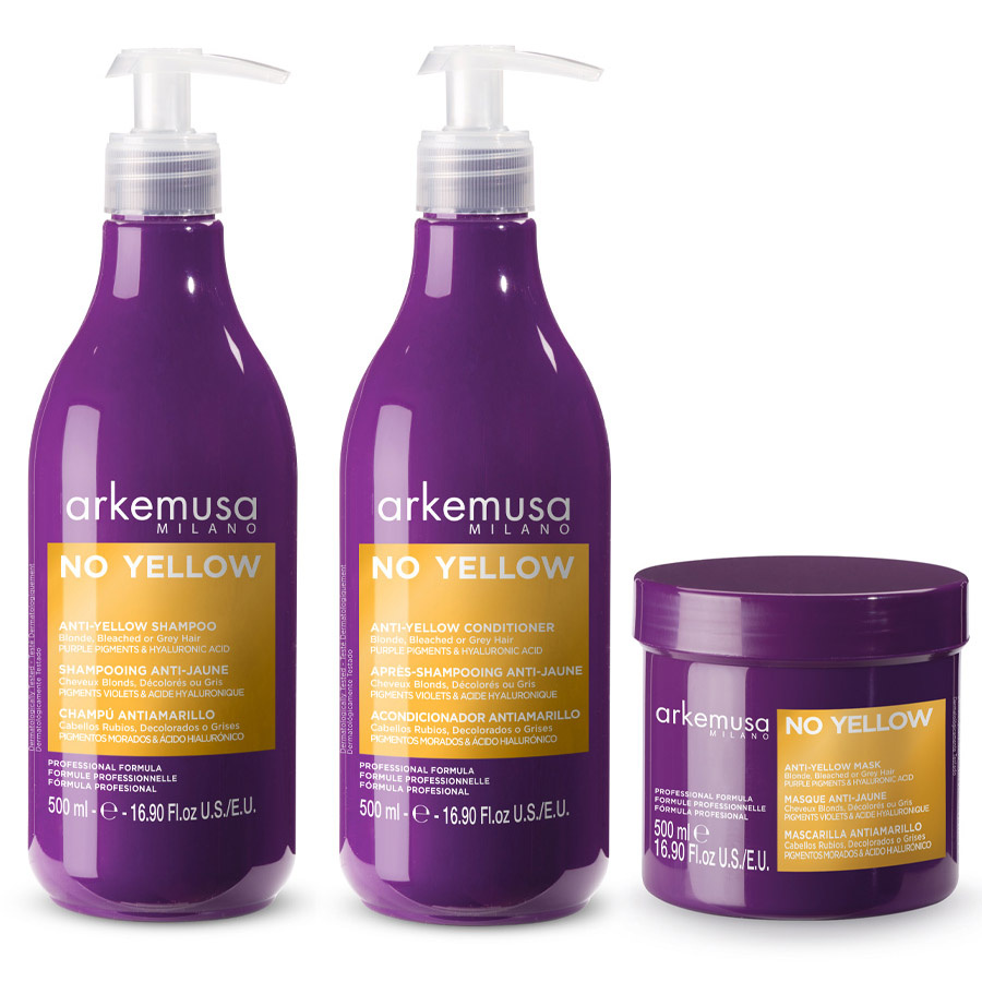 Zestaw Arkemusa No Yellow Szampon 500 ml + Odżywka 500 ml + Maska 500 ml