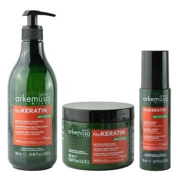 Arkemusa Green FitoKeratin Revitalising Szampon 500 ml  + Maska 500 ml + Spray 150 ml