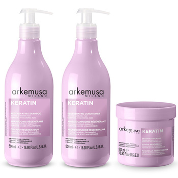 Zestaw Arkemusa Keratin Szampon 500 ml + Odżywka 500 ml + Maska 500 ml