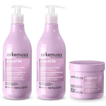 Zestaw Arkemusa Keratin Szampon 500 ml + Odżywka 500 ml + Maska 500 ml